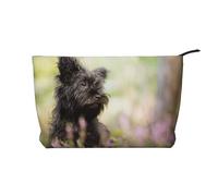 Affenpinscher Lawn Black Dogs Monkey Terrier, Borsa per cosmetici in velluto a coste Borsa per il trucco Borsa da viaggio portatile