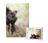 Affenpinscher Lawn Black Dogs Monkey Terrier,Puzzle in legno da 1000 pezzi per adulti e adolescenti