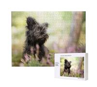 Affenpinscher Lawn Black Dogs Monkey Terrier,Puzzle in legno da 500 pezzi, gioco di famiglia, puzzle per adulti e adolescenti, decorazioni per la casa