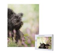Affenpinscher Lawn Black Dogs Monkey Terrier,Puzzle in legno da 500 pezzi per adulti e adolescenti