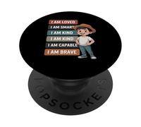 Affermazioni positive dicendo che sono amato intelligente gentile coraggioso PopSockets PopGrip Adesivo