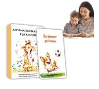 Affermazioni positive per bambini, carte di consapevolezza per bambini,32 Carte motivazionali quotidiane tedesche | Imparare giocattoli educativi, tema animale, note ispiratrici, citazioni di