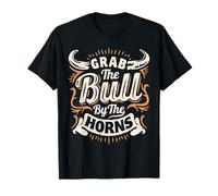 Afferra il toro per le corna Rodeo Cowboy Inspirational Retro Maglietta