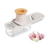 Affetta Aglio Mini, Grattugia Creativa, Multifunzione 3 in 1 con Contenitore per Macinare Grattugiare e Affettare Aglio Zenzero e Verdure Pratico Utensile da Cucina per la Casa (Bianco)