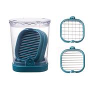 Affetta frutta 2 in 1 in acciaio inox con contenitore per una preparazione efficiente della cucina e una facile pulizia, affettatrice manuale per alimenti