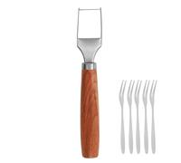 Affettatrice a cubetti di anguria, con 5 forchette, per uso alimentare, con manico in legno, strumento ergonomico per cocomero