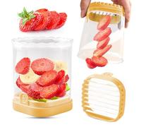 Affettatrice creativa per fragole e frutta - taglierina staccabile con piastra a pressione (giallo)