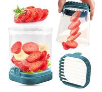 Affettatrice creativa per fragole e frutta - taglierina staccabile con piastra a pressione (verde acqua scuro)