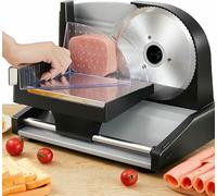 Affettatrice elettrica da 200 W, lame rimovibili da 19 mm, spessore regolabile da 1 a 15 mm, ideale per affettare carne, formaggio e pane a casa