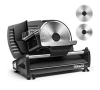 Affettatrice elettrica da casa in acciaio inox, affettatrice per Uso Domestico con 2 Pezzi Lame in Acciaio Inox da 7,5'', Taglia Salumi Elettrico, ad Alto Spessore per Carne, Formaggio, Pane