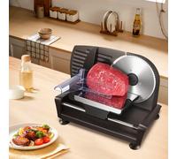 Affettatrice elettrica multiuso 200 watt per uso domestico, affettatrice per pane professionale con lama rimovibile 2 x 19 cm, spessore preciso 0-15 taglio a bottone carne, prosciutto, pane, frutta, p