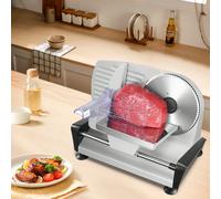 Affettatrice elettrica multiuso, affettatrice per pane con spessore di taglio regolabile (0-15 mm), affettatrice per salsicce da 200 W, coltello tondo in acciaio inossidabile 2 * 19 cm, affettatrice p