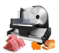 Affettatrice Elettrica per Carne Affettatrice per Carne 200W con Lame In Acciaio Inossidabile 190mm Affettatrice per Carne Semi-Automatica per Carne Formaggio Spessore Regolabile 0-15mm,Black