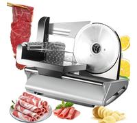 Affettatrice elettrica per carne da 200 W, multifunzione, con lama in acciaio inox da 19,1 cm, spessore regolabile da 0 a 15 mm, affettatrice per carne e formaggio, rotolo di agnello, per pranzo