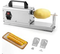 Affettatrice elettrica per patate Tornado 3 in 1, Affettatrice elettrica per patate commerciale, Macchina per tagliare patatine fritte arricciate per patate, carote, mele.200 giri/min, 40 W.