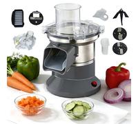 Affettatrice elettrica per verdure, tagliaverdure multifunzione 4 in 1, tritatutto elettrico da 200 W, in acciaio inossidabile con funzione di affettatura, sminuzzatura e cubettatura per verdura