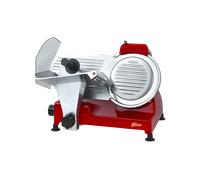 H.Koenig Affettatrice elettrica per salumi MSX224, professionale, precisa, spessore di taglio 0-12 mm, lama italiana 20 cm, affilacoltelli incorporati, ampio vassoio, 282 rpm, rosso