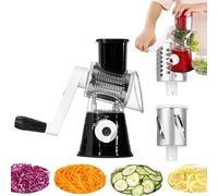 Affettatrice manuale multifunzione rotante per verdure, affettatrice a manovella per una preparazione versatile degli alimenti (nero)