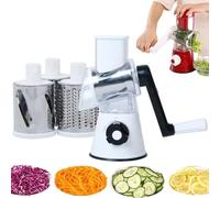 Affettatrice manuale multifunzione rotante per verdure, affettatrice a manovella per una preparazione versatile degli alimenti (bianco)