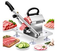 Affettatrice manuale per carne, spessore 0,2-8 mm e lama da 200 mm | Carro a molla, base a doppia pista, tagliatore di carne congelata per manzo e verdure cucina