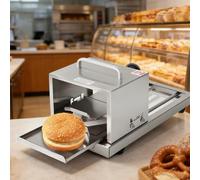 Affettatrice manuale per hamburger e panini, in acciaio inox, per hamburger scorrevole, altezza di taglio regolabile su 4 livelli, dimensioni vassoio 12 x 15 cm, taglia panini, per bagel e rotoli