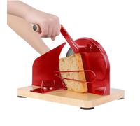 Affettatrice Manuale per Pane, Affettatrice a Manovella a Spessore Regolabile con Linee Scalate per Lievito Madre e Baguette Fatti in Casa, Lama Affilata in Acciaio Inossidabile(Red)