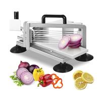 Affettatrice manuale professionale per pomodoro in acciaio inox resistente, con tagliere e piedini antiscivolo, taglia pomodoro per ristorante, cucina, casa verdura e frutta
