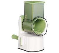Affettatrice Manuale Rotante for Verdure 5 in 1, Tritatutto da Cucina con Base A Ventosa for Patate, Cetrioli, con Contenitore, Facile da Pulire(Green)