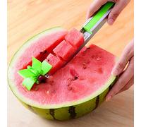 Affettatrice per anguria, mulino a vento, in acciaio inox, per melone, cuber, frutta, verdura, utensili da cucina (verde)