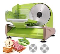 Affettatrice per carne da 200 W per la casa, affettatrice elettrica con 2 lame in acciaio inossidabile da 19 cm, spessore regolabile da 0 a 20 mm, affettatrice per pane, sicurezza per bambini