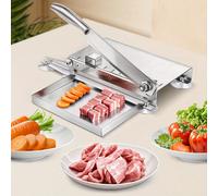 Affettatrice per carne da freezer, tritacarne in acciaio inossidabile con design a leva per un'affettatura senza sforzo, base antiscivolo e asse rotante per massima stabilità, coperchio solido per evi