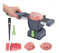 Affettatrice per carne fresca, spessore regolabile 2 o 4 mm, 17 in 1, in acciaio inox, manuale, affettatrice per carne fresca, triturazione di carne fresca, non per carne congelata o deil (grigio)
