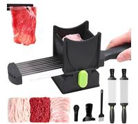 Affettatrice per carne per la casa, in acciaio inox, con temperamatite, spessore regolabile da 2 a 4 mm, doppia maniglia per carne cruda fresca, prosciutto, gastronomia