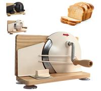 Affettatrice per pane manuale con manovella e base pieghevole, affettatrice per pane rotativa regolabile, spessore 1-20 mm, guida in metallo per pane a lievitazione naturale fatto in casa white