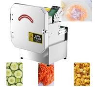 Affettatrice per verdure ad alta velocità 300 kg/ora, tagliaverdure elettrico compatto da 300 watt, tritacipolle professionale, spessore di taglio regolabile da 1,3 mm a 35 mm.