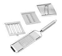 Affettatrice per verdure, Affettatrice e grattugia for verdure a 4 lame for frutta insalata - Utensile da cucina premium for aglio altro, finitura argento
