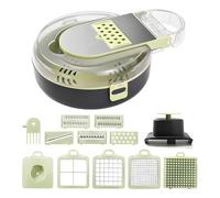 Affettaverdure 9 in 1 Lame Intercambiabili Taglia verdure con Ciotola Scolatore Mandolina Manuale Taglio a Cubetti Lame Cucina Design Compatto e Resistente