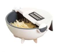 Affettaverdure multifunzione 9 in 1 con cestello di scarico, affettatrice rotante con 7 lame per tagliare a dadini, triturare, grattugiare, preparare facilmente i pasti, utensile da cucina portatile