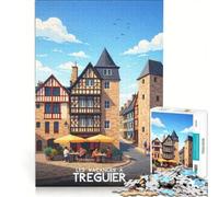Affiche Tréguier Puzzle per adulti da 1000 pezzi | Lista dei desideri per decorazioni murali con Babbo Natale adatta anche per la decorazione della scrivania 75x50cm