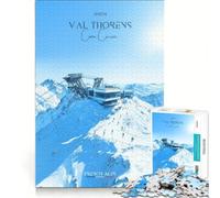 Affiche Val Thorens Cime Caron Puzzle da 1000 pezzi per adulti | Decorazioni artistiche per la casa giocattoli fai da te con pezzi ad incastro di forme casuali 52x38cm