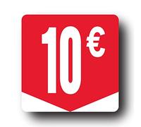 Affichesstore 30270 - Rotolo di 500 etichette autoadesive 10 € - Dimensione quadrata 35 x 35 mm - Lucido - Adesivi - Etichette per prezzi rotondi Euro