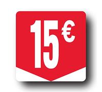 Affichesstore 30271 - Rotolo di 500 etichette autoadesive 15 € - Formato quadrato 35 x 35 mm - Lucidi - Adesivi - Prezzi rotondi Euro