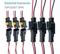 Affidabile 10pz AmpTyco 2Pin 12V Impermeabile Cavo Connettore Set per Veicoli