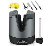 Affila coltello - Affila coltello con regolazione automatica dell’angolo per lame diritte, seghette e forbici, Grigio