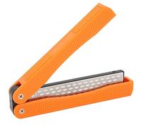 Affilacoltelli a forma di ventaglio, con rivestimento diamantato su entrambi i lati, portatile, pieghevole, per cucina, campeggio, caccia, sopravvivenza, strumenti, materiale ABS, (Arancia)