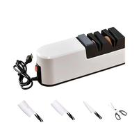 Affilacoltelli Elettrico 5 in 1, Affilacoltelli Professionale con Meule Diamantate per Affilatura Grossolana e Finitura - Per Coltelli a Lama Dritta, Forbici, Cucina. Alimentazione USB