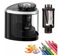 Affilacoltelli elettrico a batteria a punta rapida, adatto per matite colorate n. 2 (6-8 mm), in classe, in ufficio o a casa, colore: nero