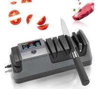 Affilacoltelli Elettrico con Display Digitale - Sistema di Affilatura Professionale a 3 Velocità per Coltelli da Cucina e Forbici, Slot Multi-Zona e Scatola Magnetica - Veloce, Silenzioso e Facile da