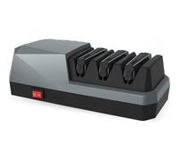 Affilacoltelli elettrico professionale, Abrasivi 100% diamantati, Sistema a 3 fessure con guide di precisione per coltelli da cucina dritti e dentellati(Gray)