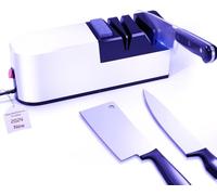 Affilacoltelli elettrico, sistema di affilatura coltelli 5 in 1 con lama dritta, affilacoltelli professionale diamantato PER affilatura grossolana, riparazione e affilatura coltelli (QO1)